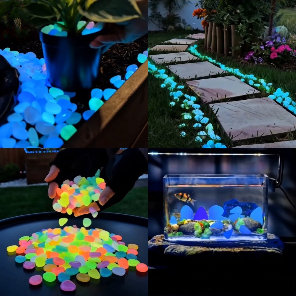 Aquarium Planted Fish Tank - Karanlıkta Parlayan Renkli Taşlar, Bahçe Taşları,